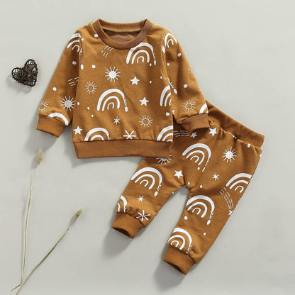 Newborn Baby Girl Long Sleeve Pullover Floral Sweatshirt Long Pant Outfits Autumn Winter Clothes