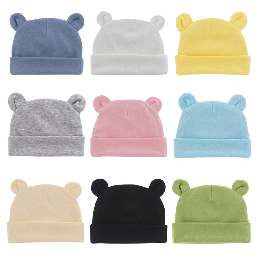 Soft Newborn Hat Baby Beanie Cotton Infant Bonnet Baby Cap for Girls Boys Kids Hats Newborn Photography Props Accessories 0-12M